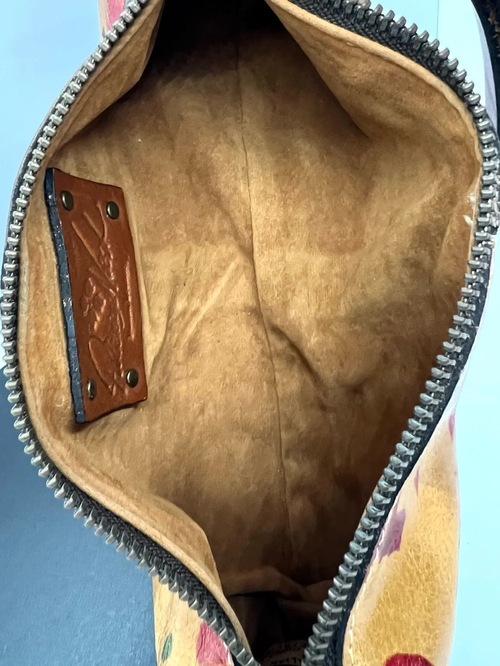Patricia Nash Floral Leather Wristlet Cosmetic Makeup Pencil Case Vintage Boho